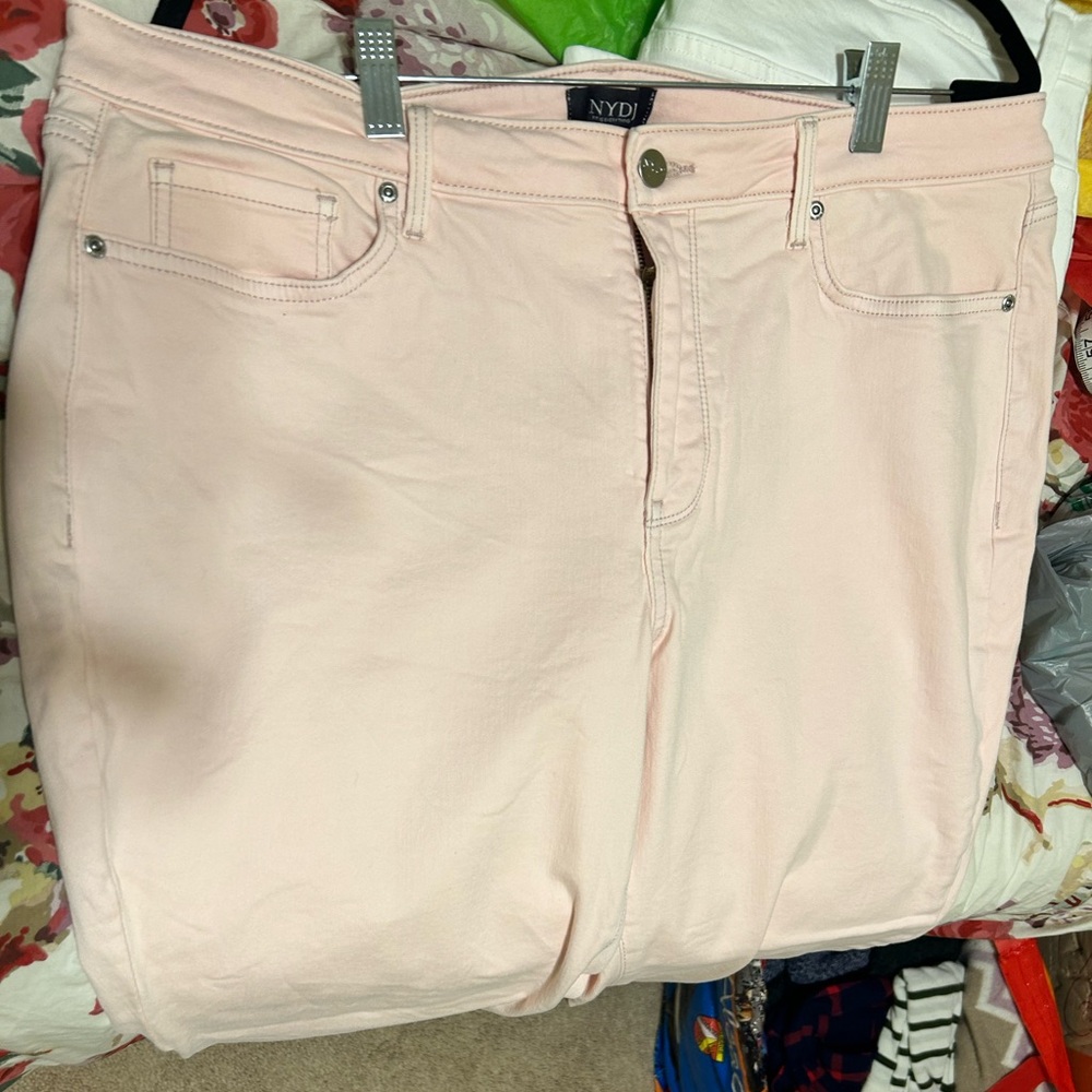 NYDJ Sheri Slim Pink jeans, Sz 16W, 73% Cotton, Inseam 25”, rough edge - Picture 3 of 7